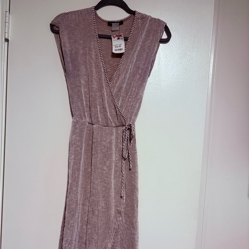 T.J.Maxx Mauve Striped Midi Dress